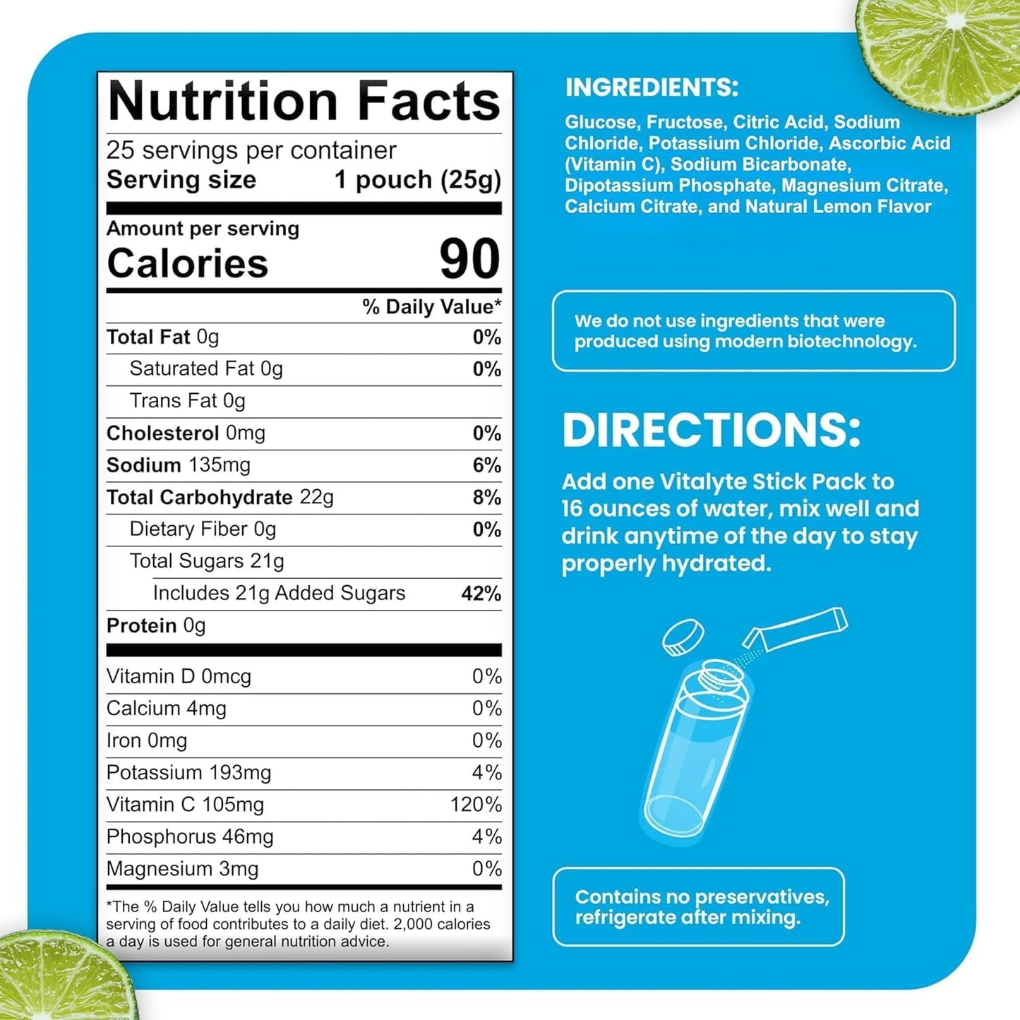 Vitalyte Electrolyte Powder Drink Mix Bundle, 1 Standup Pouch + 25 Count Packet, Citrus Flavor