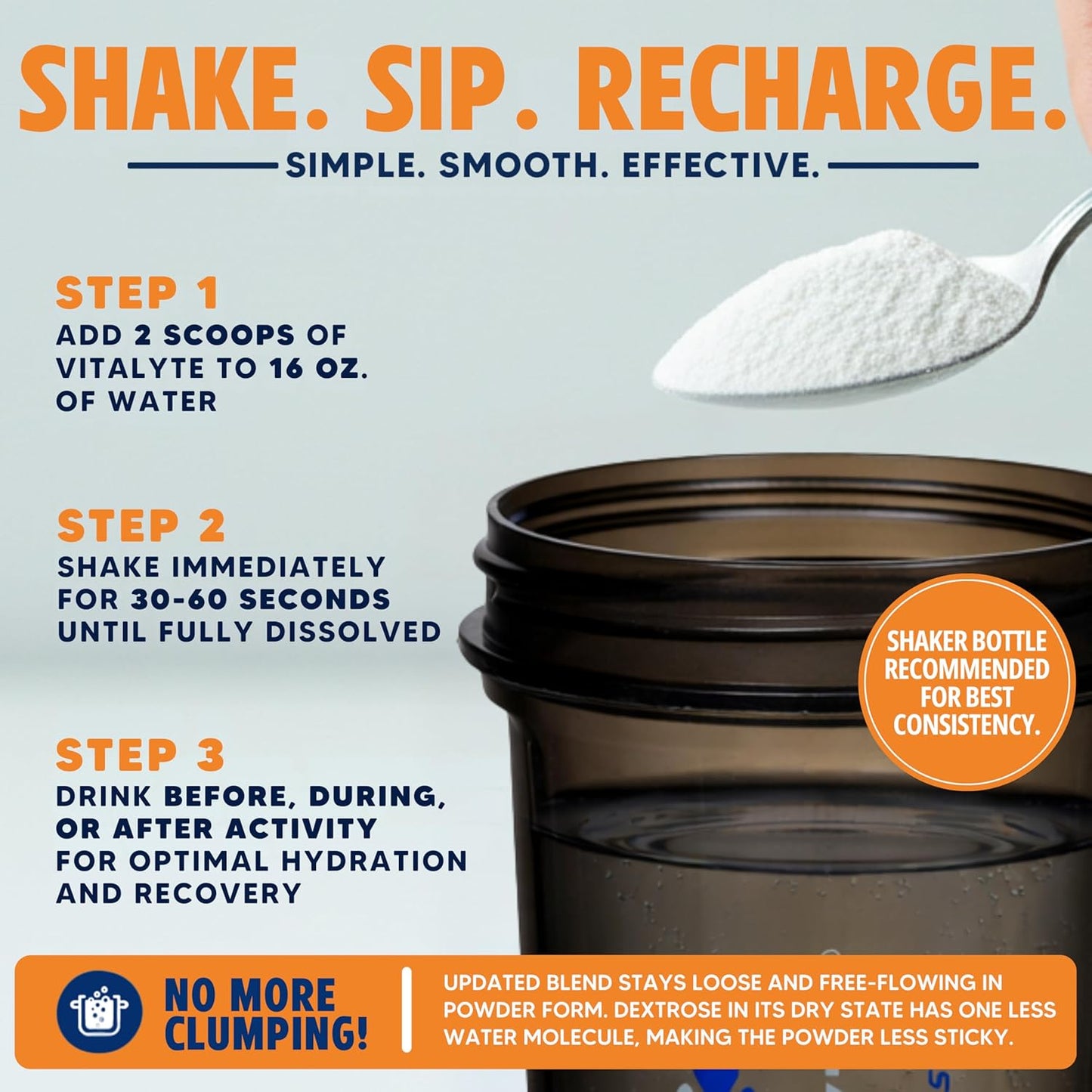 Vitalyte Electrolyte Powder Drink Mix, Isotonic Electrolyte Hydration Mix, Gluten Free Post Workout Powder Mix, Pack of 1, 35 oz., Orange Flavor