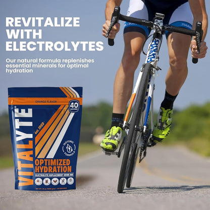 Vitalyte Electrolyte Powder Drink Mix, Isotonic Electrolyte Hydration Mix, Gluten Free Post Workout Powder Mix, Pack of 1, 35 oz., Orange Flavor