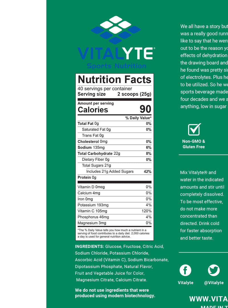 Vitalyte Electrolyte Replacement Drink Mix, 40 16 ounces per serving, Flavor: Watermelon